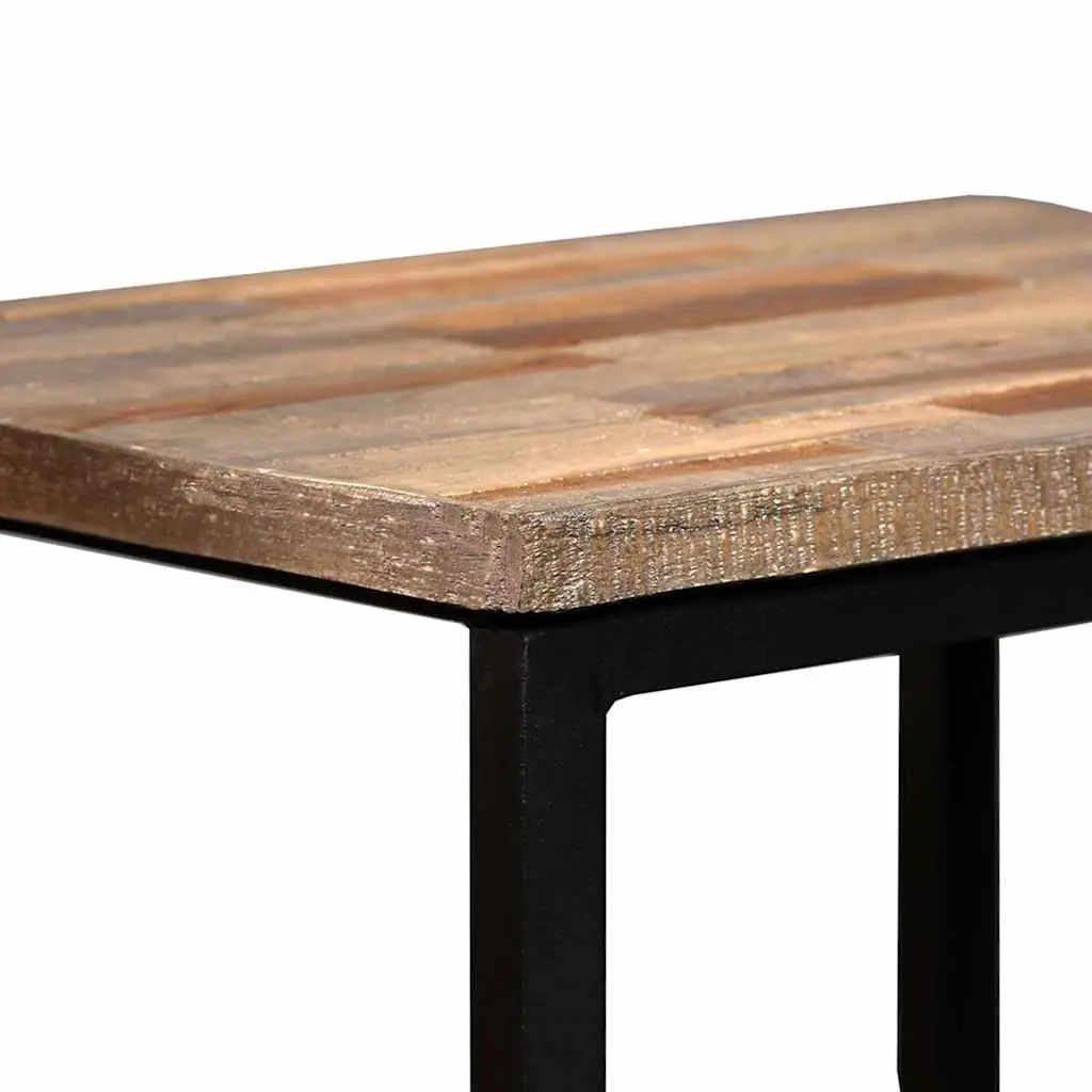 Nesting Coffee Table Set with Reclaimed Teak and Steel Legs