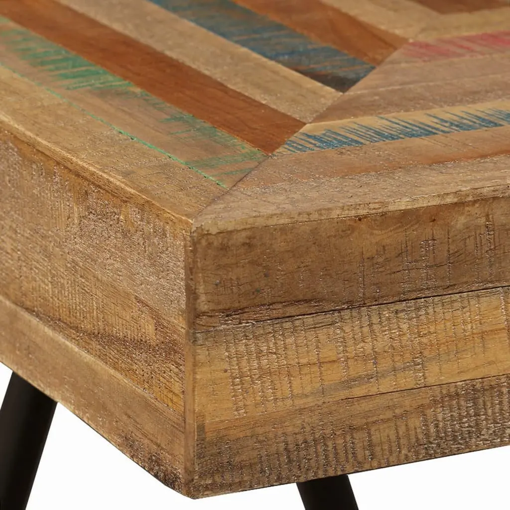 Solid Wood End Table with Industrial Steel Legs