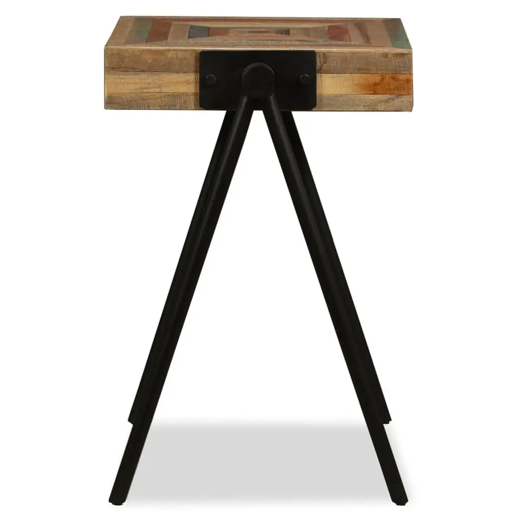 Solid Wood End Table with Industrial Steel Legs