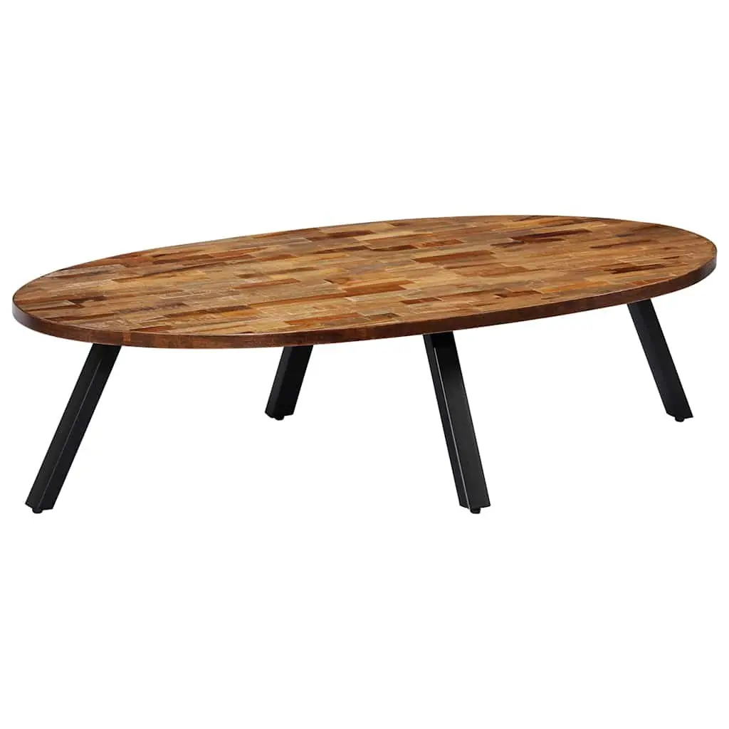 Oval Coffee Table Reclaimed Teak Solid Wood 120x60x30cm Brown