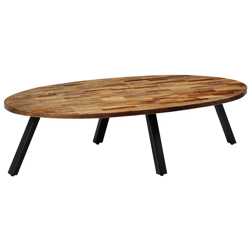 Oval Coffee Table Reclaimed Teak Solid Wood 120x60x30cm Brown