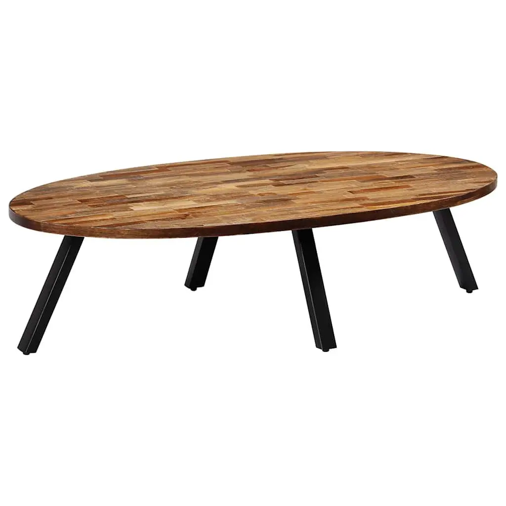 Oval Coffee Table Reclaimed Teak Solid Wood 120x60x30cm Brown