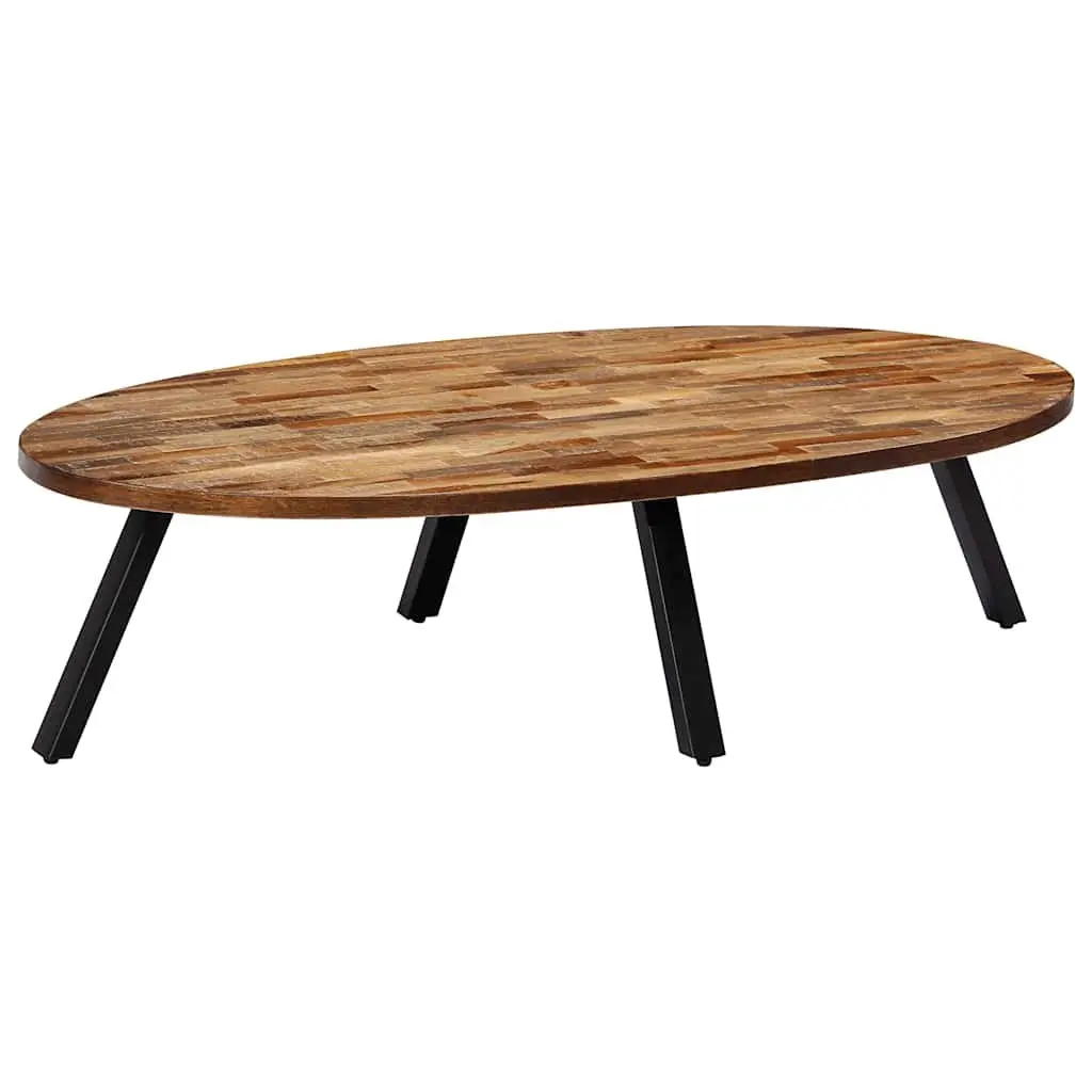Oval Coffee Table Reclaimed Teak Solid Wood 120x60x30cm Brown
