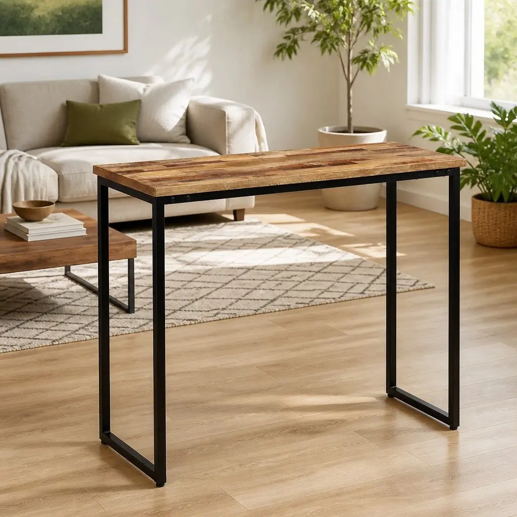 Solid Reclaimed Teak Console Table in Brown