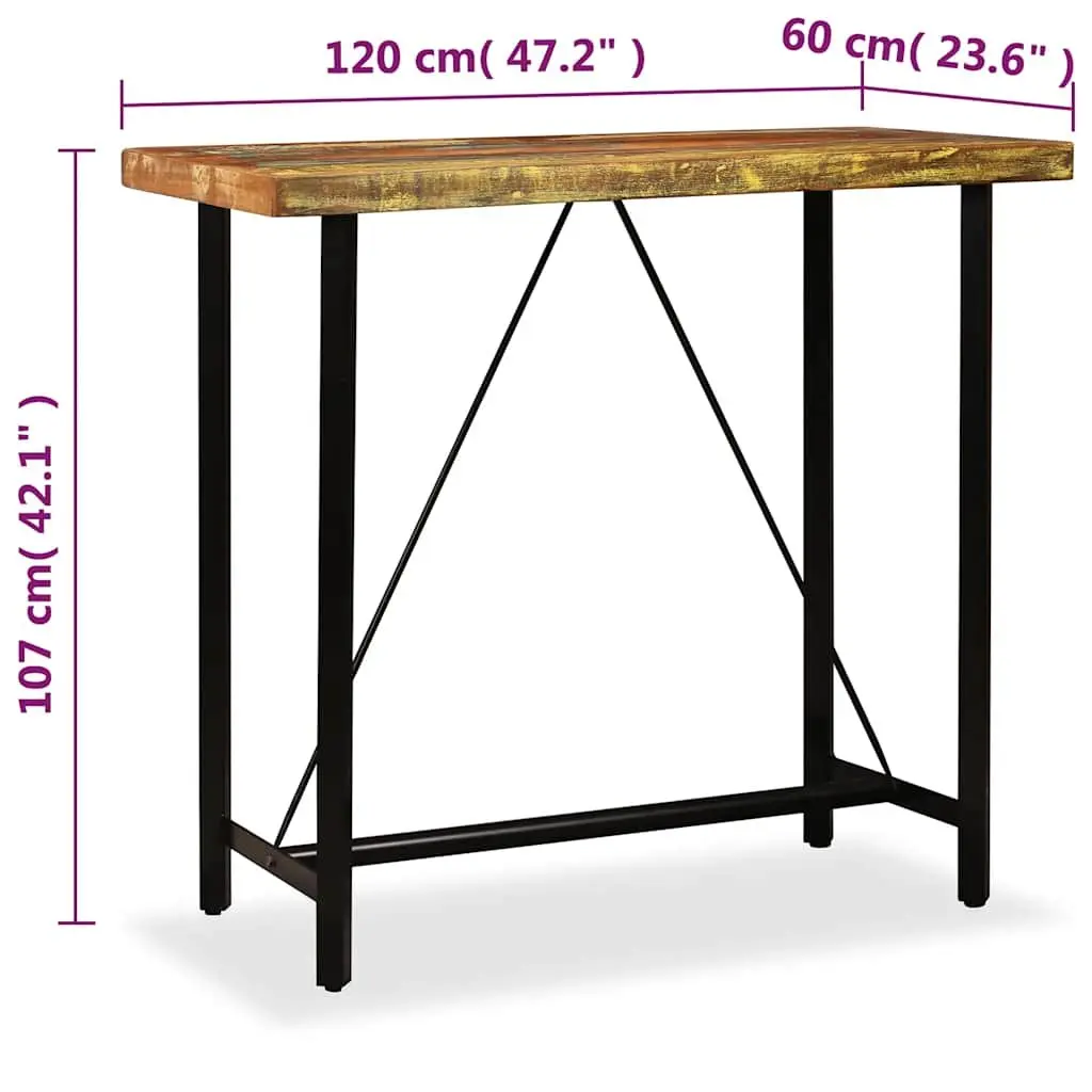 Industrial Solid Wood Bar Table 120x60x107 cm
