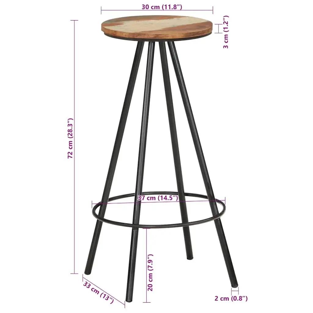 4 Piece Industrial Style Bar Stools Set in Brown