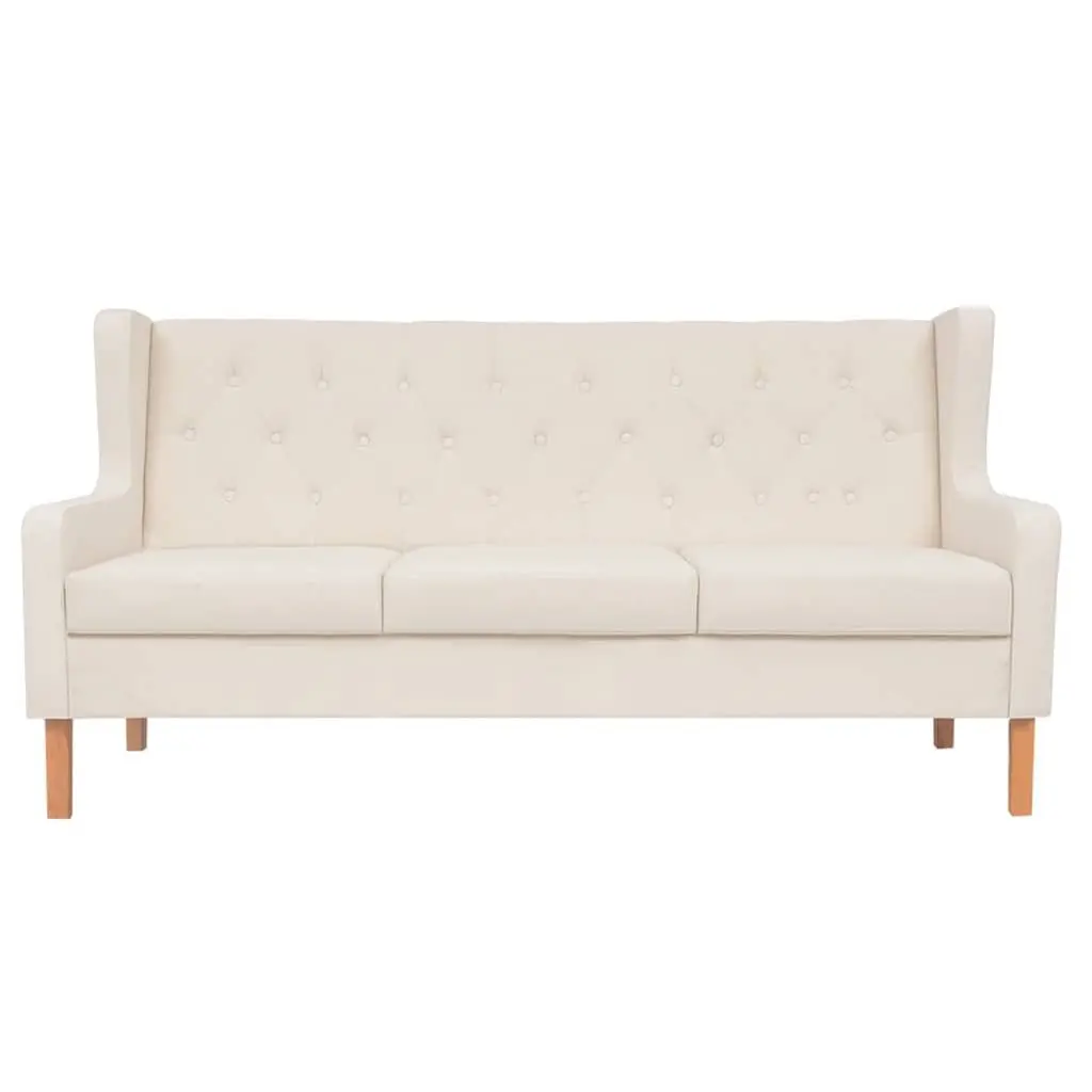3-Seater Sofa with White Polyester Upholstery