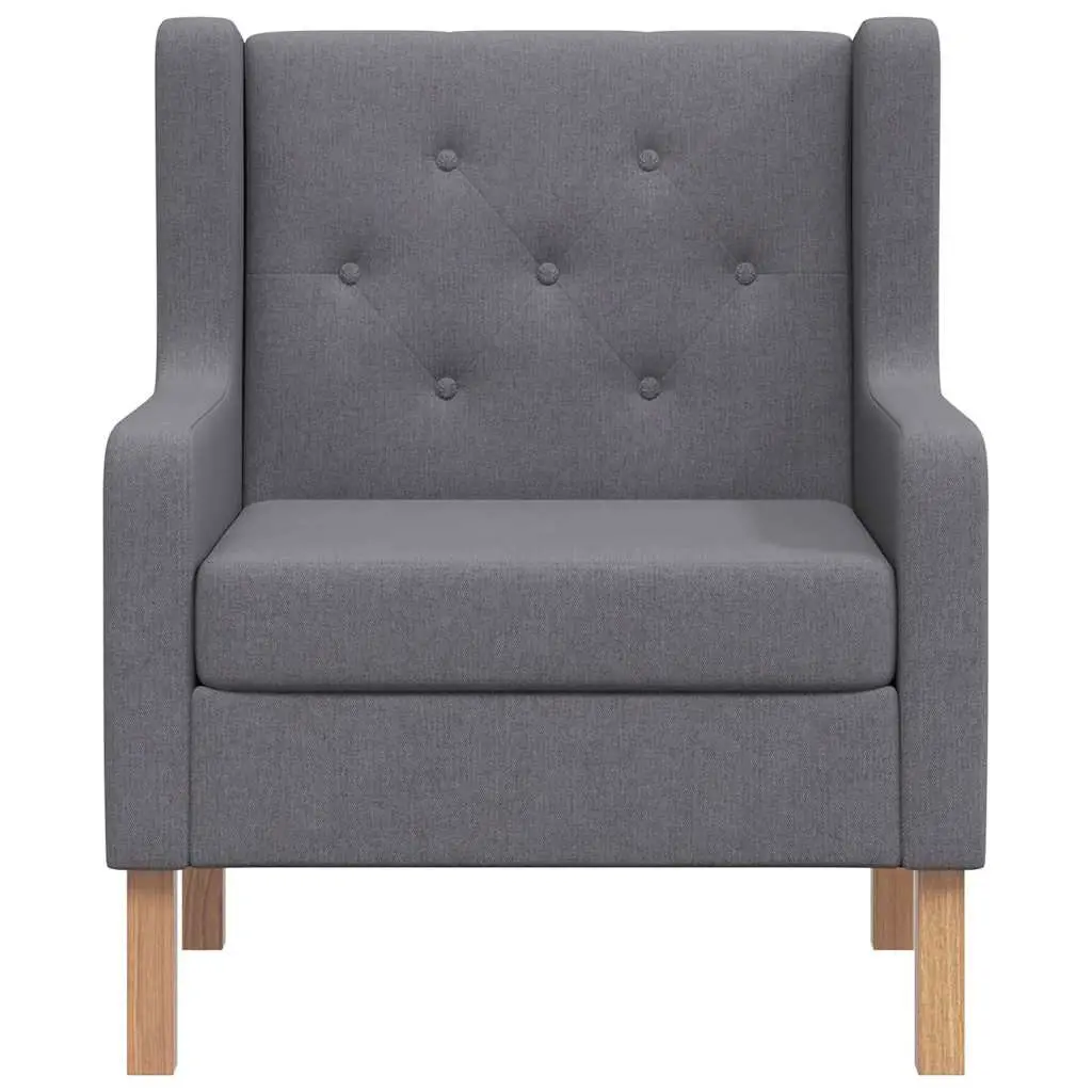 Grey Upholstered Armchair with Solid Wood Frame