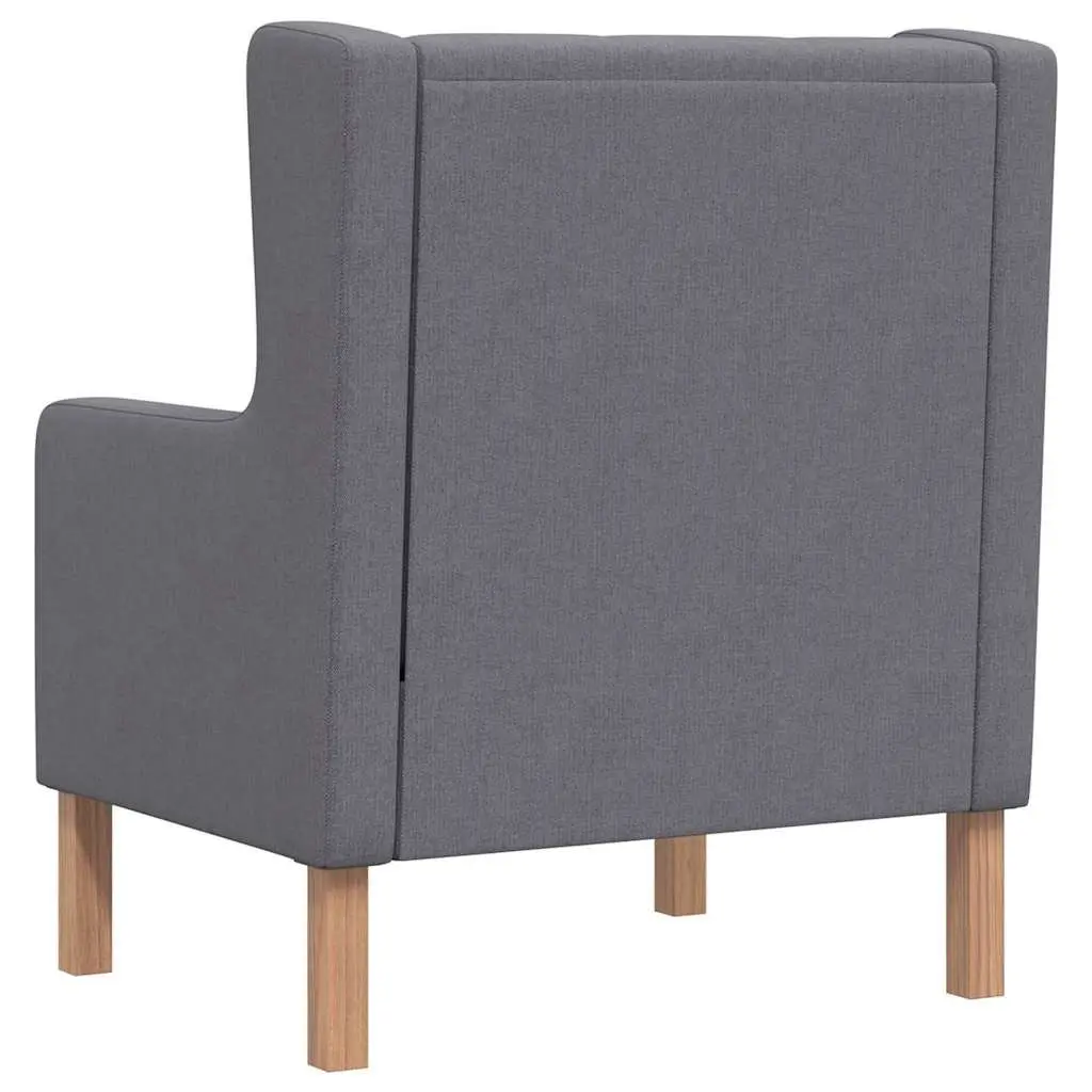 Grey Upholstered Armchair with Solid Wood Frame