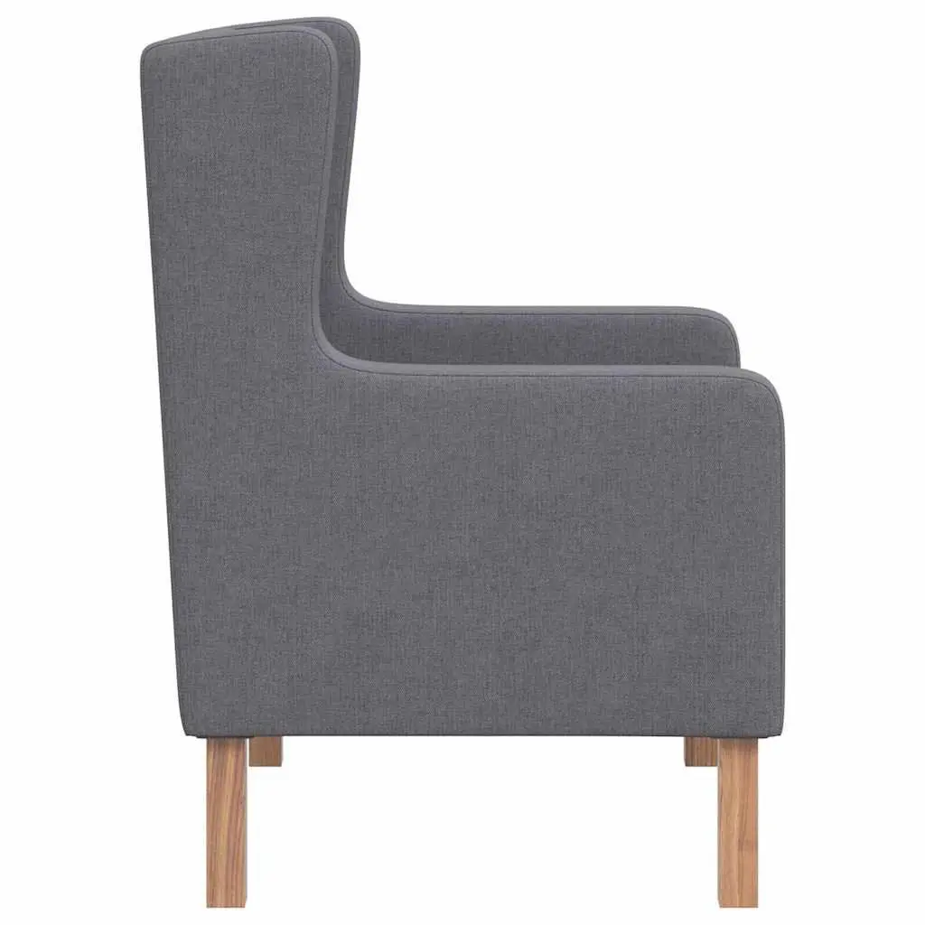 Grey Upholstered Armchair with Solid Wood Frame