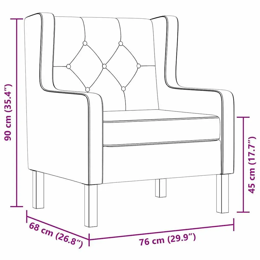 Grey Upholstered Armchair with Solid Wood Frame