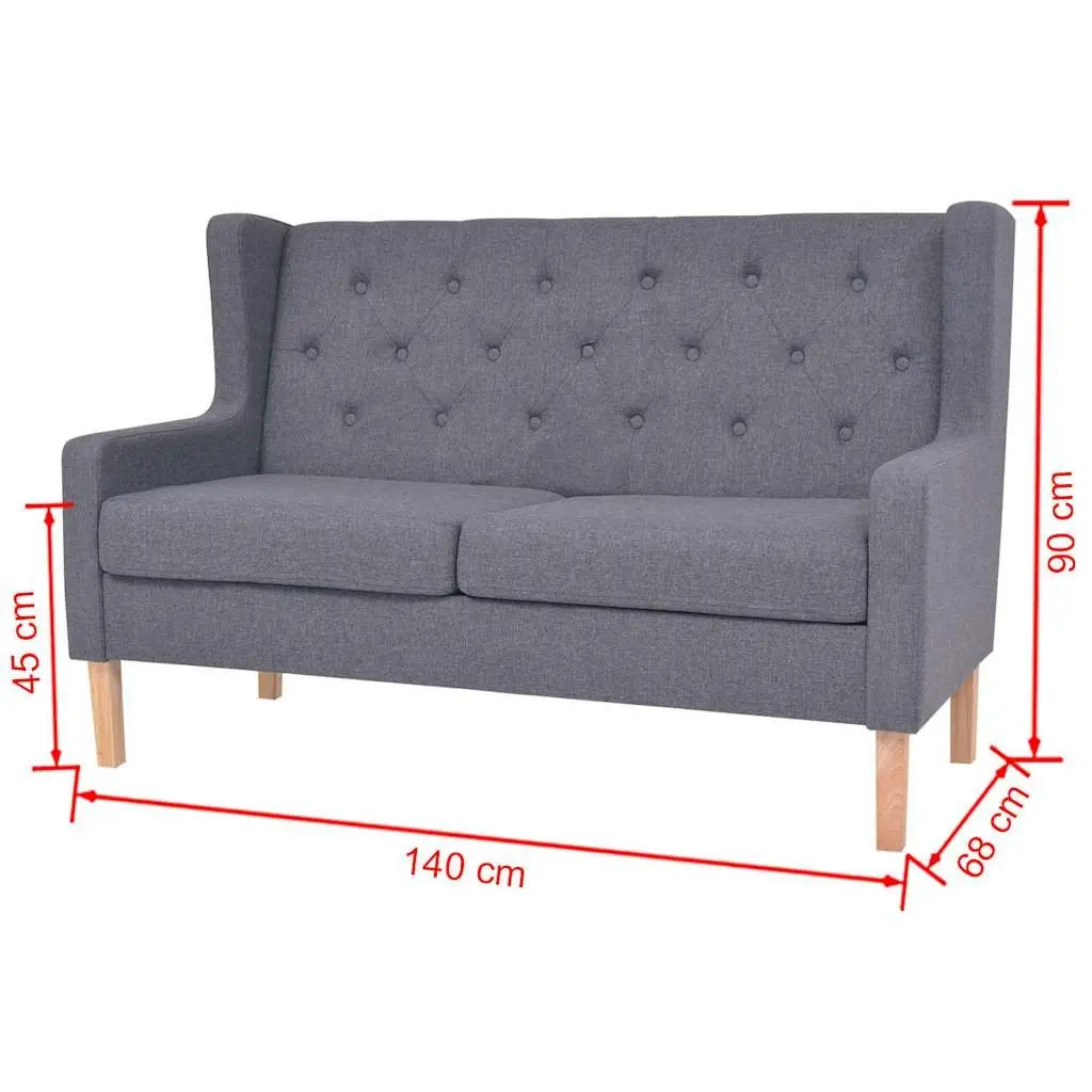 2-Seater Sofa Polyester Fabric Grey