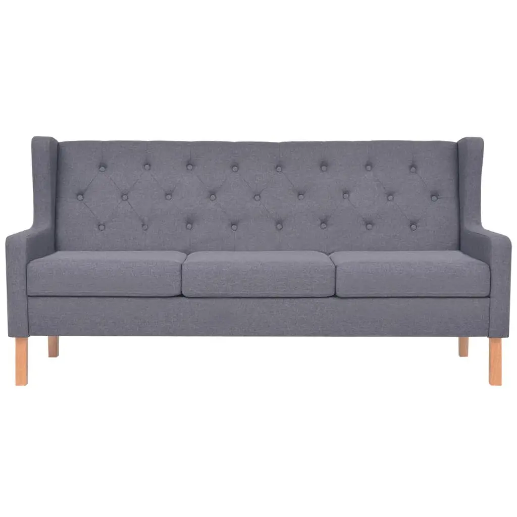 Grey Fabric 3-Seater Sofa with Solid Frame