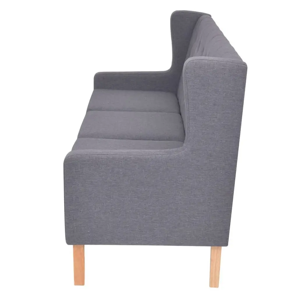 Grey Fabric 3-Seater Sofa with Solid Frame