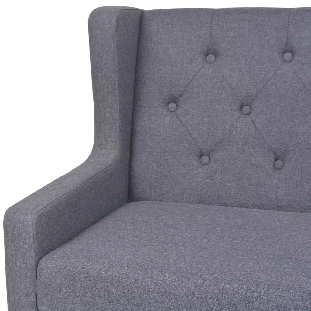 Grey Fabric 3-Seater Sofa with Solid Frame