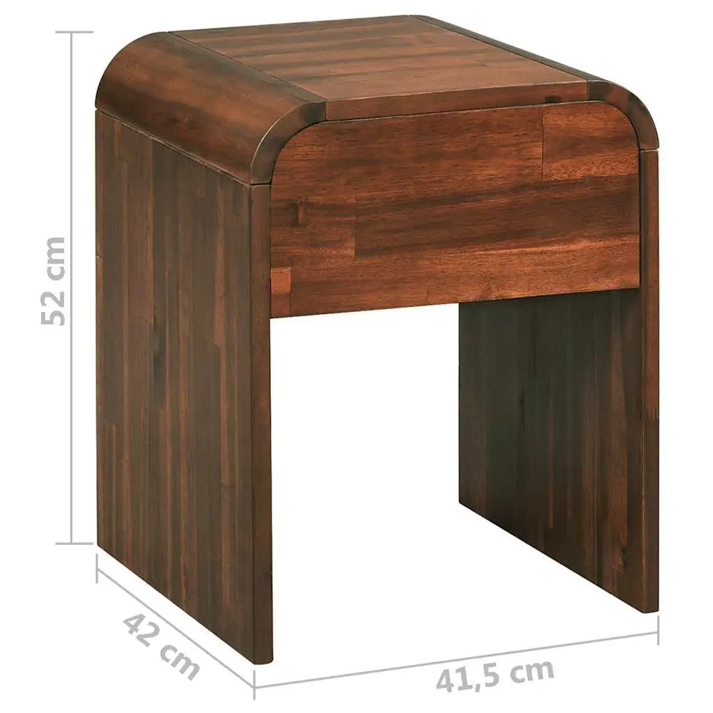 Bedside Table Solid Wood Brown 41.5W x 42D x 52H cm