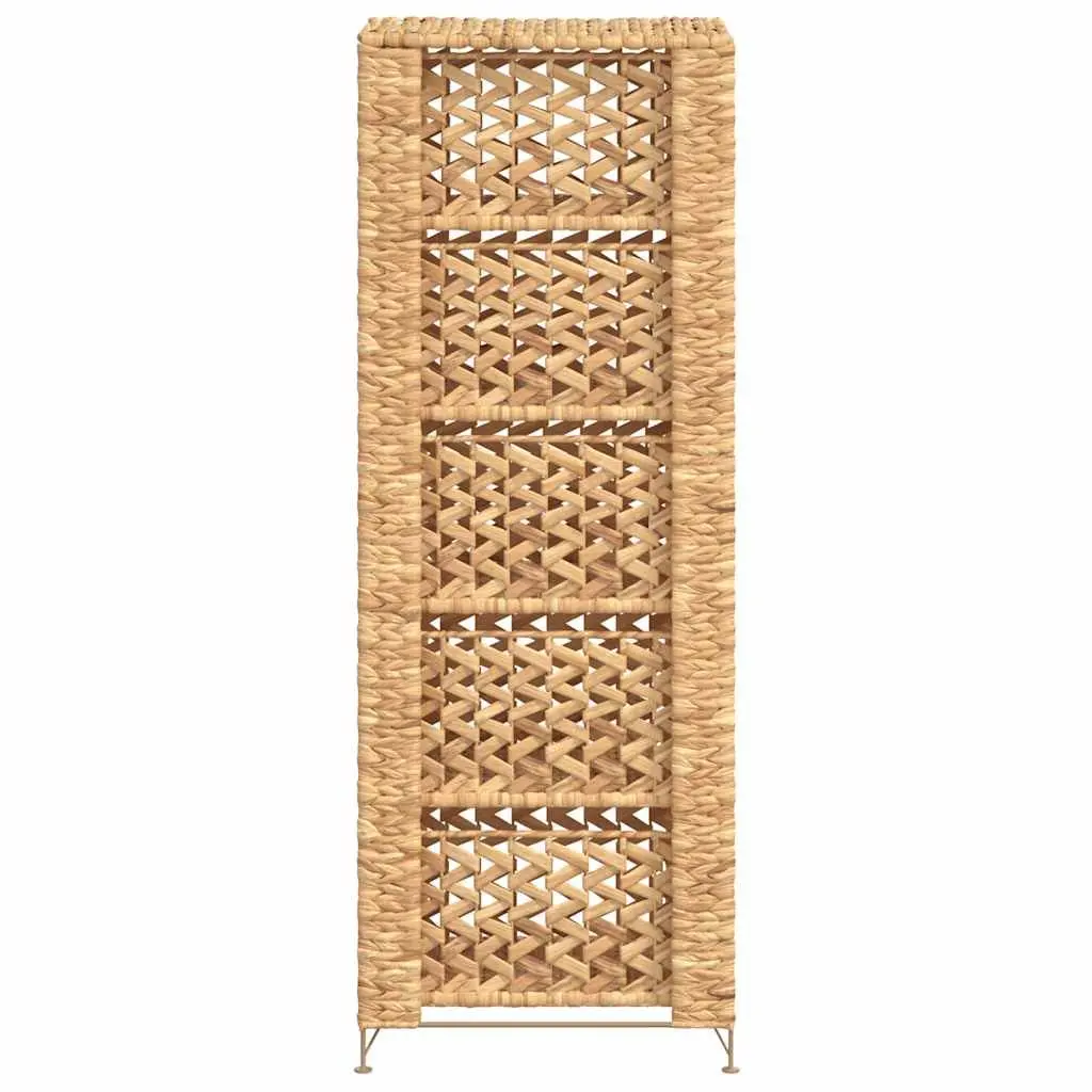 Storage Cabinet with 5 Baskets Brown Water Hyacinth Drawer Unit Rustic Style