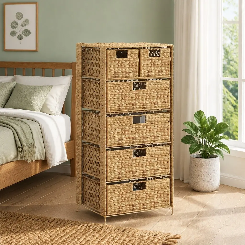 Storage Cabinet with 6 Baskets in Brown