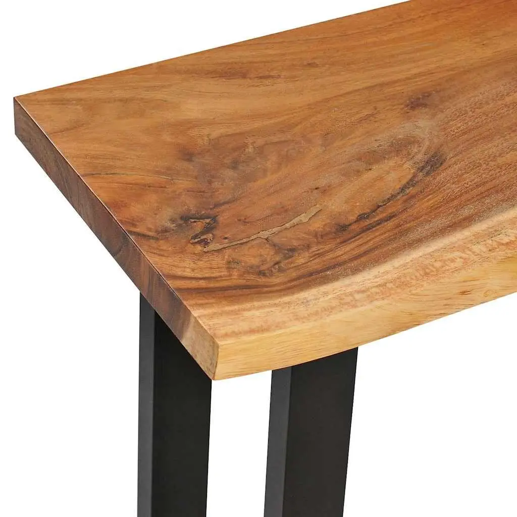 Solid Suar Wood Console Table with Steel Frame 110x35x75 cm