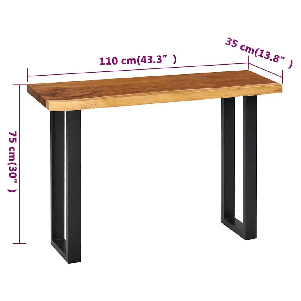 Solid Suar Wood Console Table with Steel Frame 110x35x75 cm