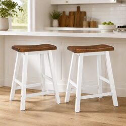 Solid Wood Bar Stools Set of 2 in Brown