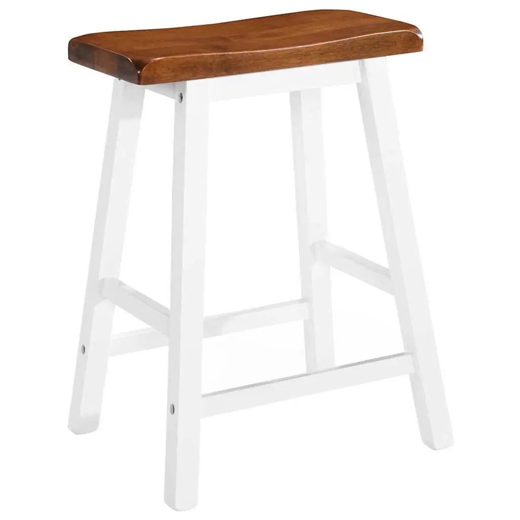Solid Wood Bar Stools Set of 2 in Brown