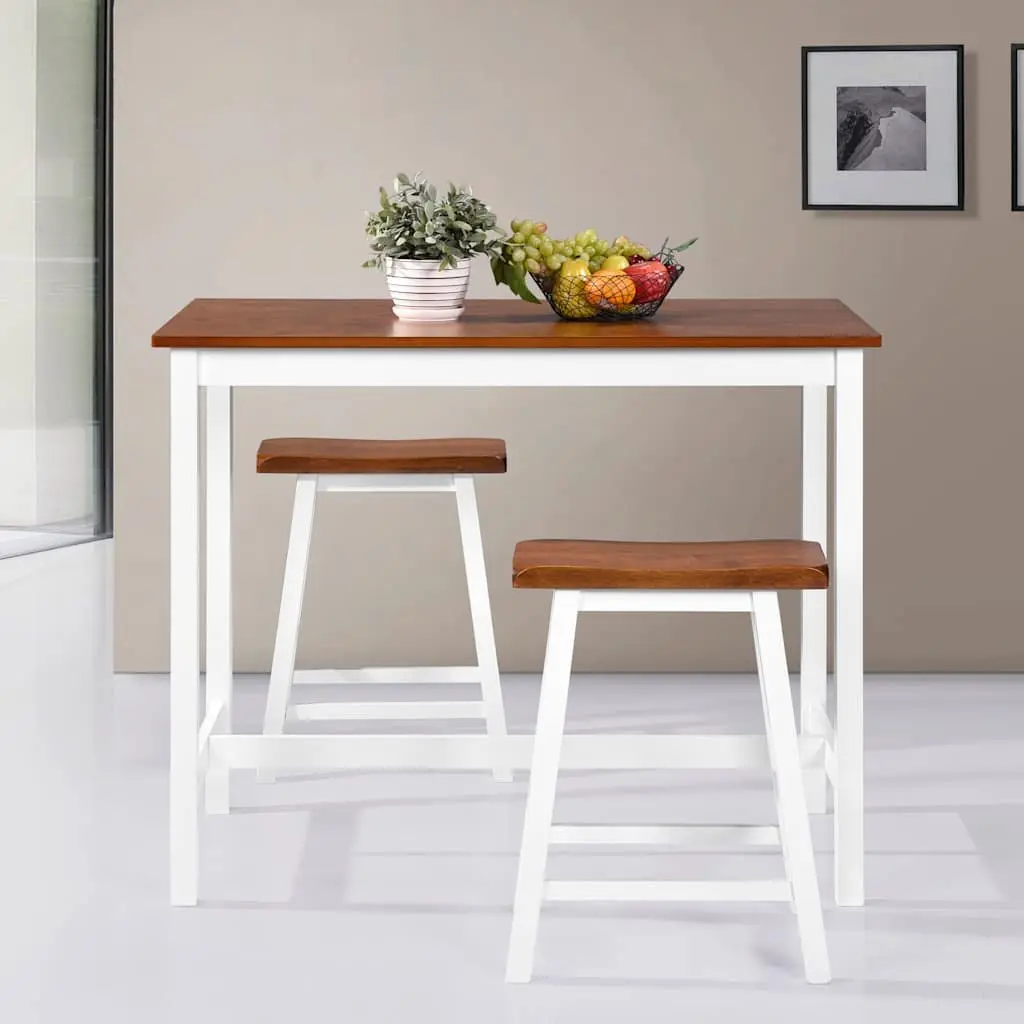 Brown Wood Bar Table and Stool Set for Dining