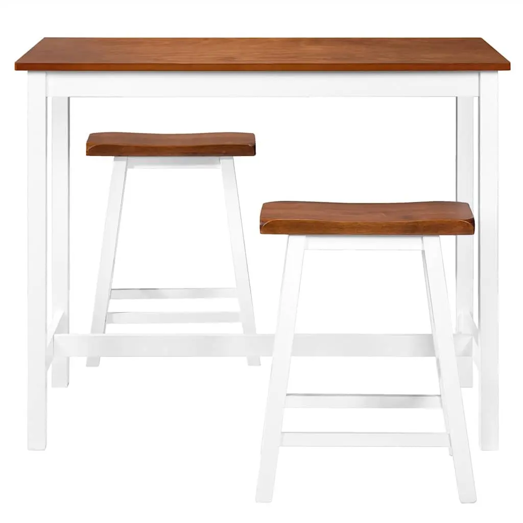 Brown Wood Bar Table and Stool Set for Dining