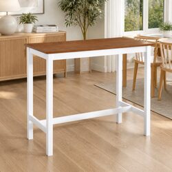 Stylish Brown Bar Table with Solid Wooden Legs