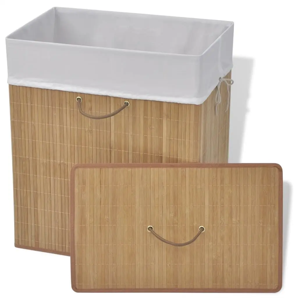 Rectangular Bamboo Laundry Bin with Handles