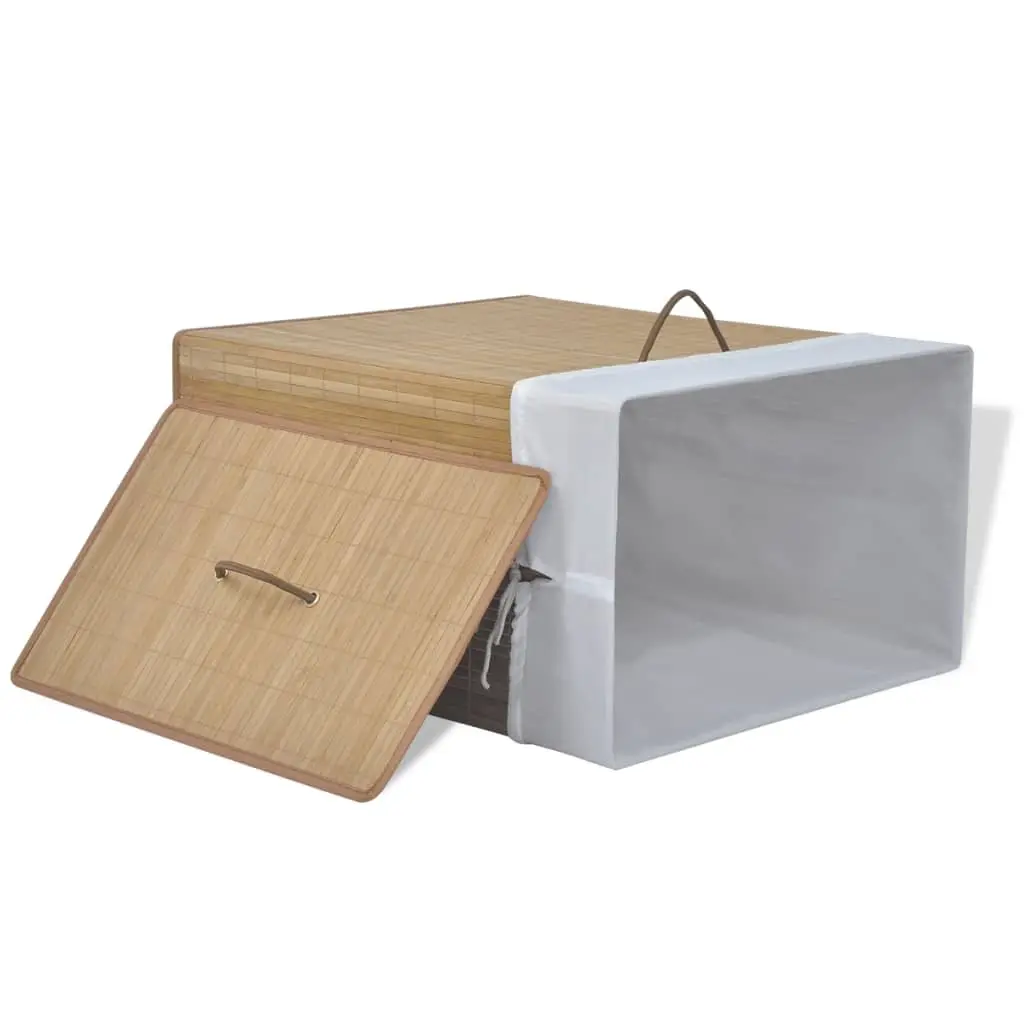 Rectangular Bamboo Laundry Bin with Handles