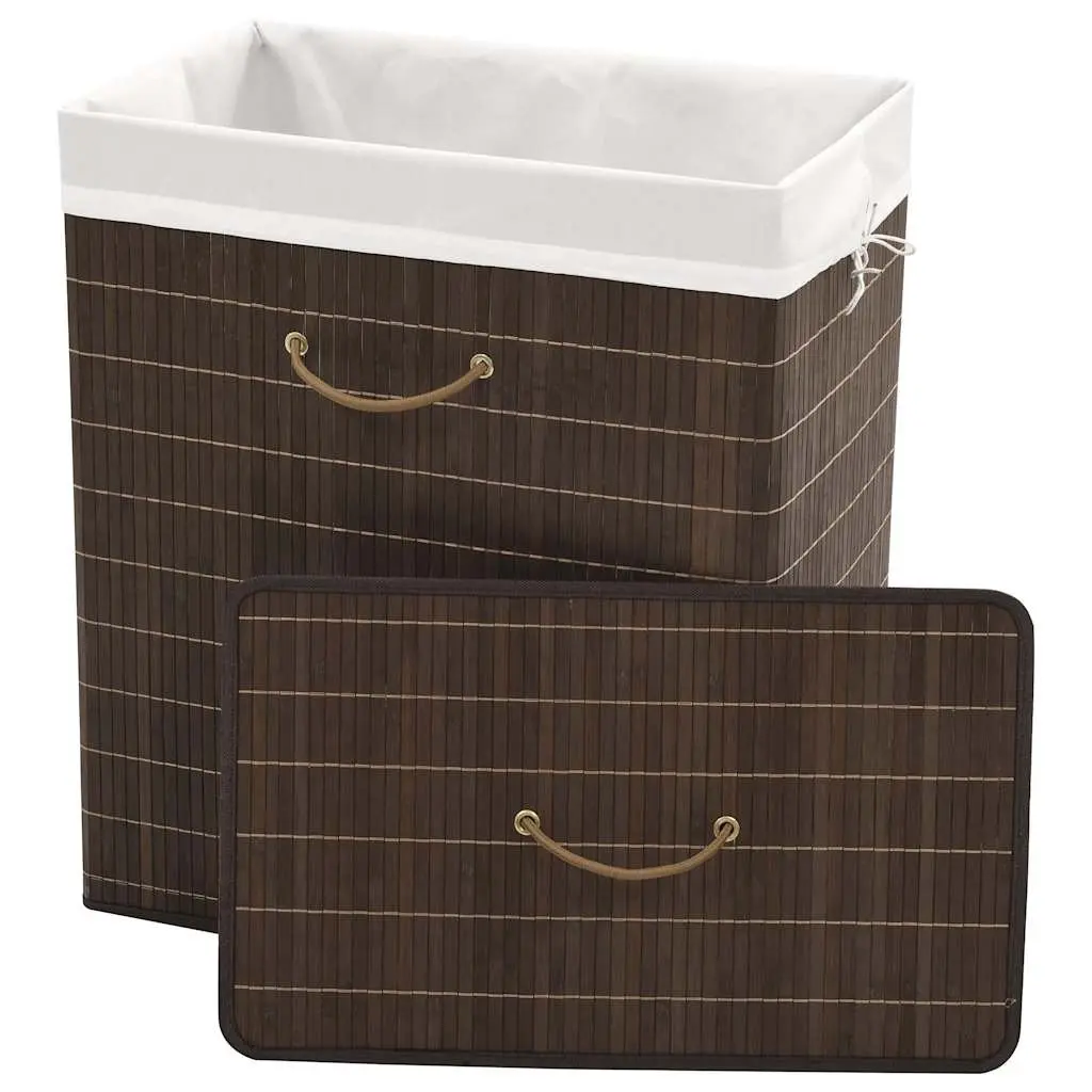 Brown Bamboo Laundry Hamper with Handles