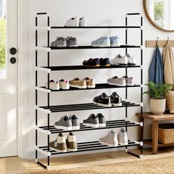 Sturdy Black Metal Shoe Rack with 7 Shelves