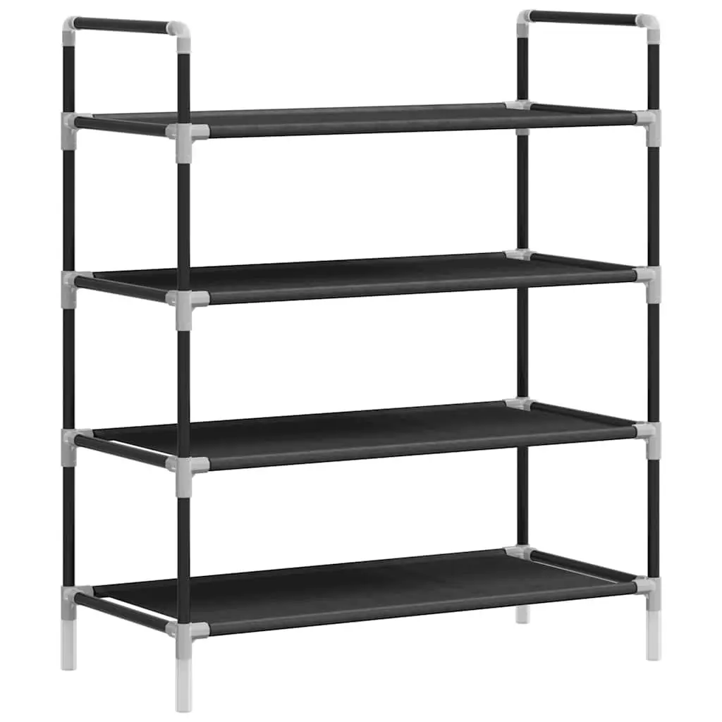 4 Shelf Black Shoe Rack with Metal Frame