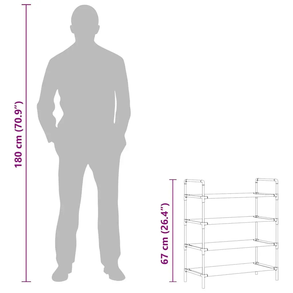 4 Shelf Black Shoe Rack with Metal Frame
