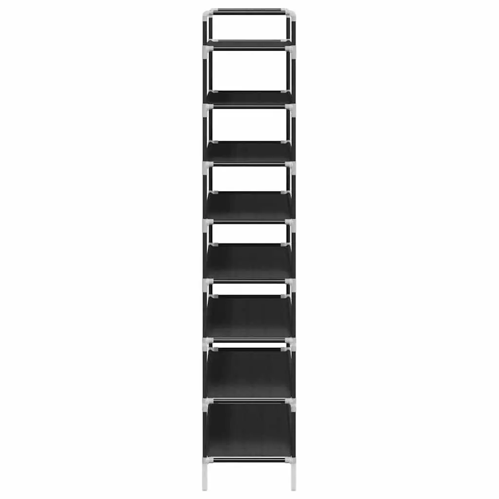 Shoe Rack Metal Frame Non-woven Fabric 8 Shelves Black