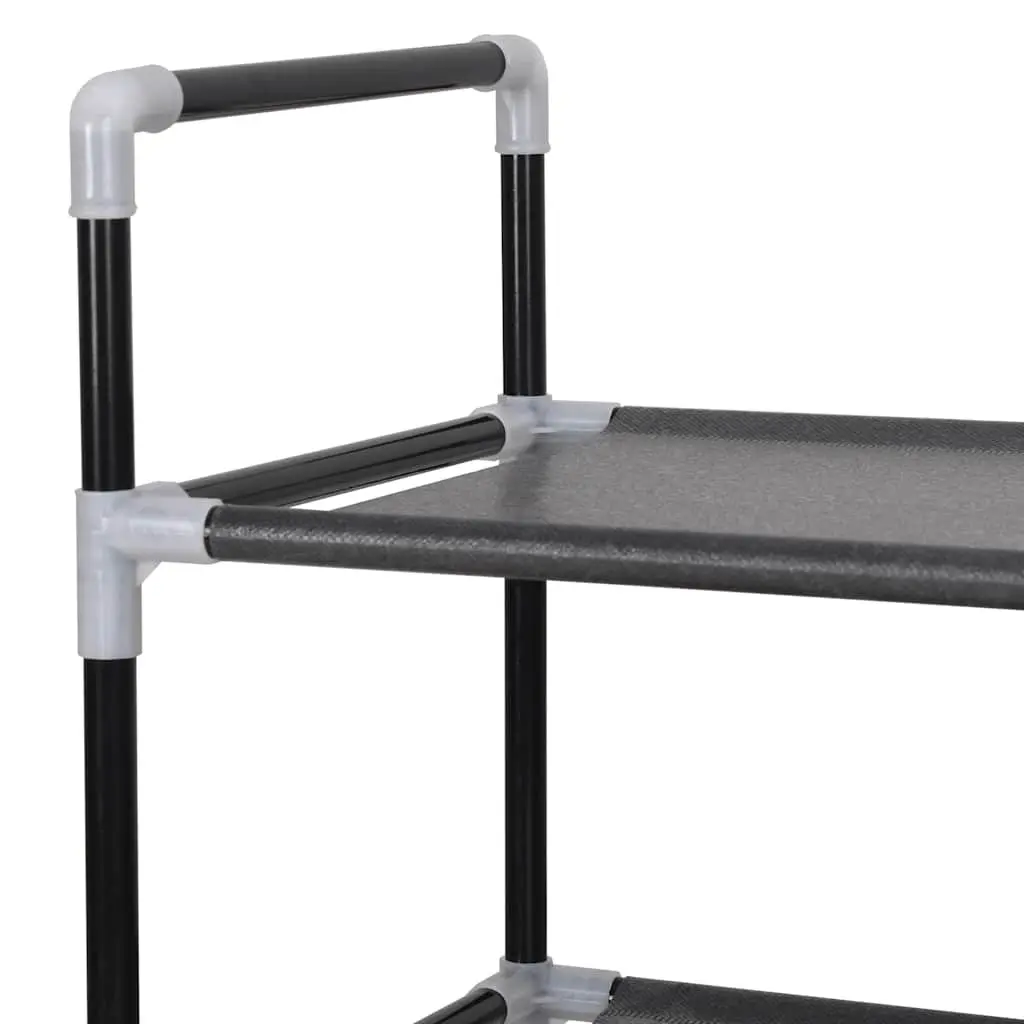 Shoe Rack Metal Frame Non-woven Fabric 8 Shelves Black