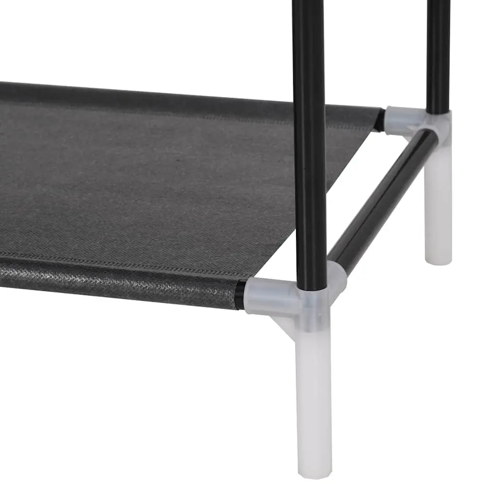 Shoe Rack Metal Frame Non-woven Fabric 8 Shelves Black