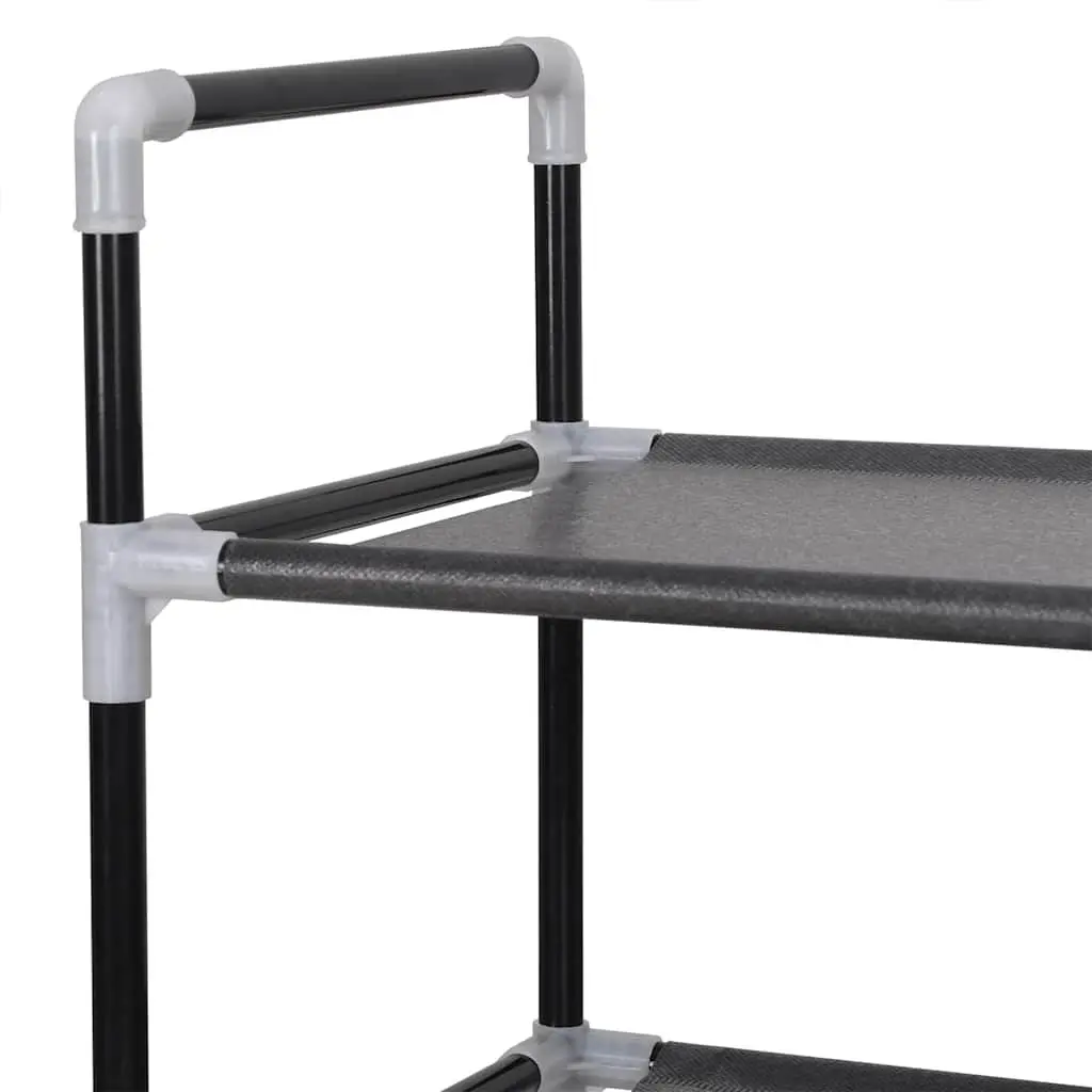 10-Shelf Shoe Rack with Metal Frame in Black
