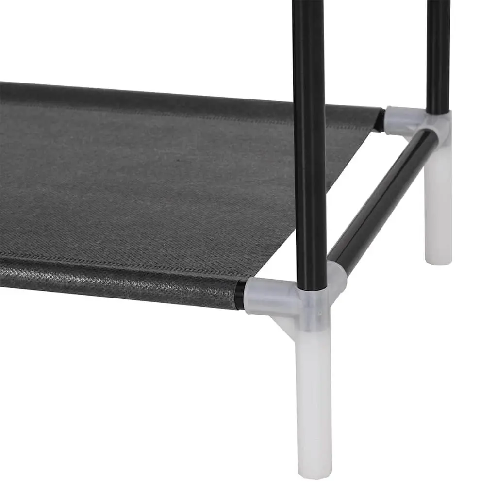 10-Shelf Shoe Rack with Metal Frame in Black