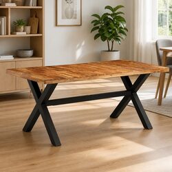 Stylish Solid Acacia Mango Wood Dining Table 180x90 cm