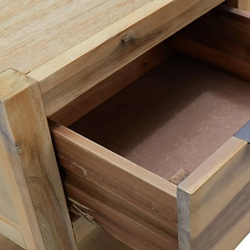 Solid Wood Brown Bedside Table Nightstand with Drawer