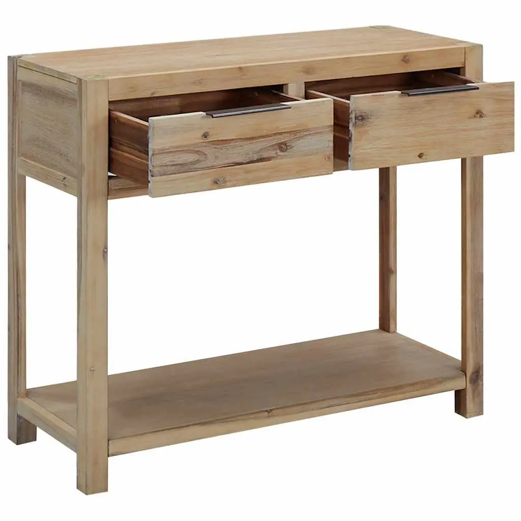 Solid Acacia Wood Console Table with Storage