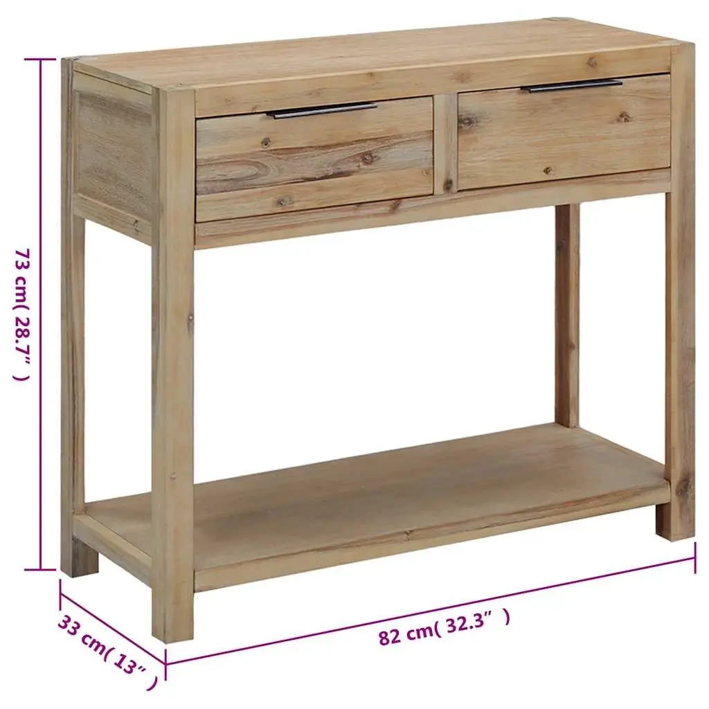 Solid Acacia Wood Console Table with Storage