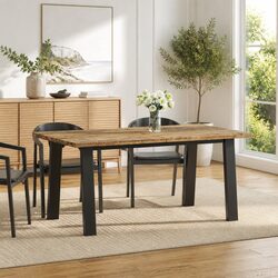 Solid Acacia Wood Dining Table 170x90x75 cm with Metal Legs