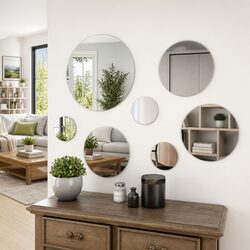 Stunning 7-Piece Round Wall Mirror Set in Silver