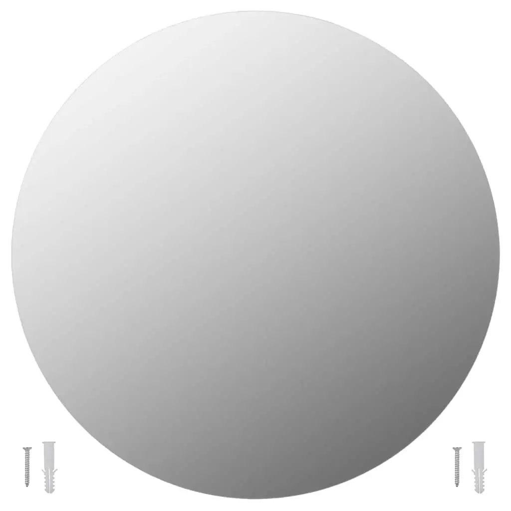 Minimalist Silver Round Wall Mirror 50cm