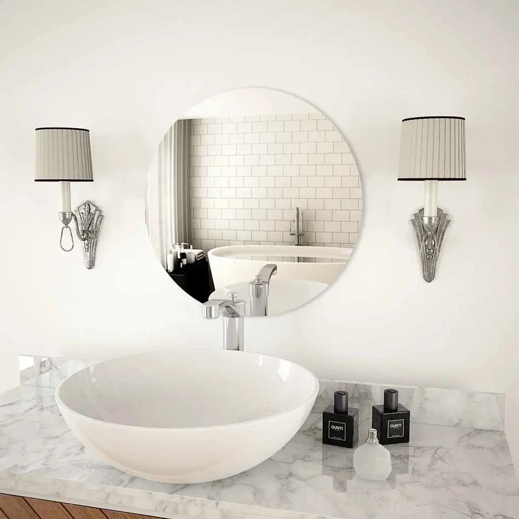 Minimalist Silver Round Wall Mirror 50cm