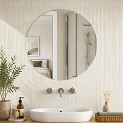 70cm Silver Round Glass Wall Mirror for Modern Spaces