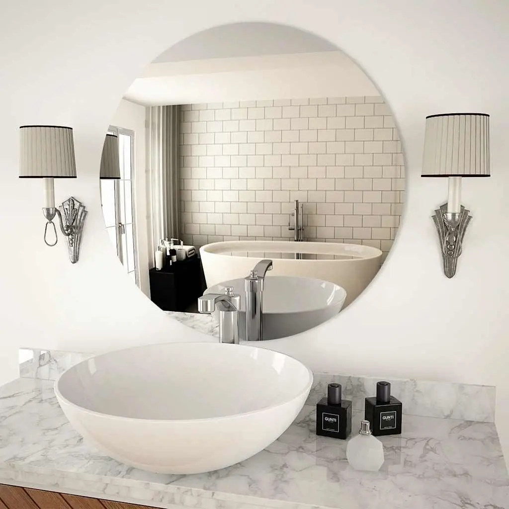 Round Glass Wall Mirror 70cm Silver Home Decor Bedroom Living Room